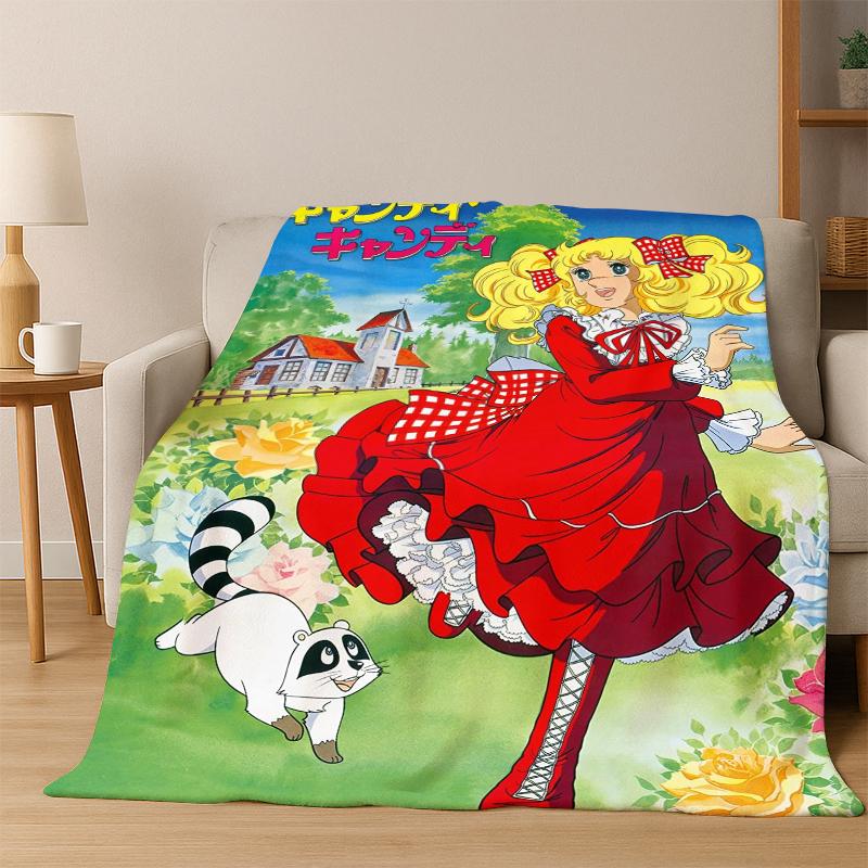 Candy Candy Girl Cartoon Anime Flannel Blanket Soft Warm Blanket Throw Blanket for Bedroom Living Room Bed Travel Picnic Gift