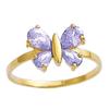 Gold Plated Lavender 'Butterflies' Ring - 12x10 Mm