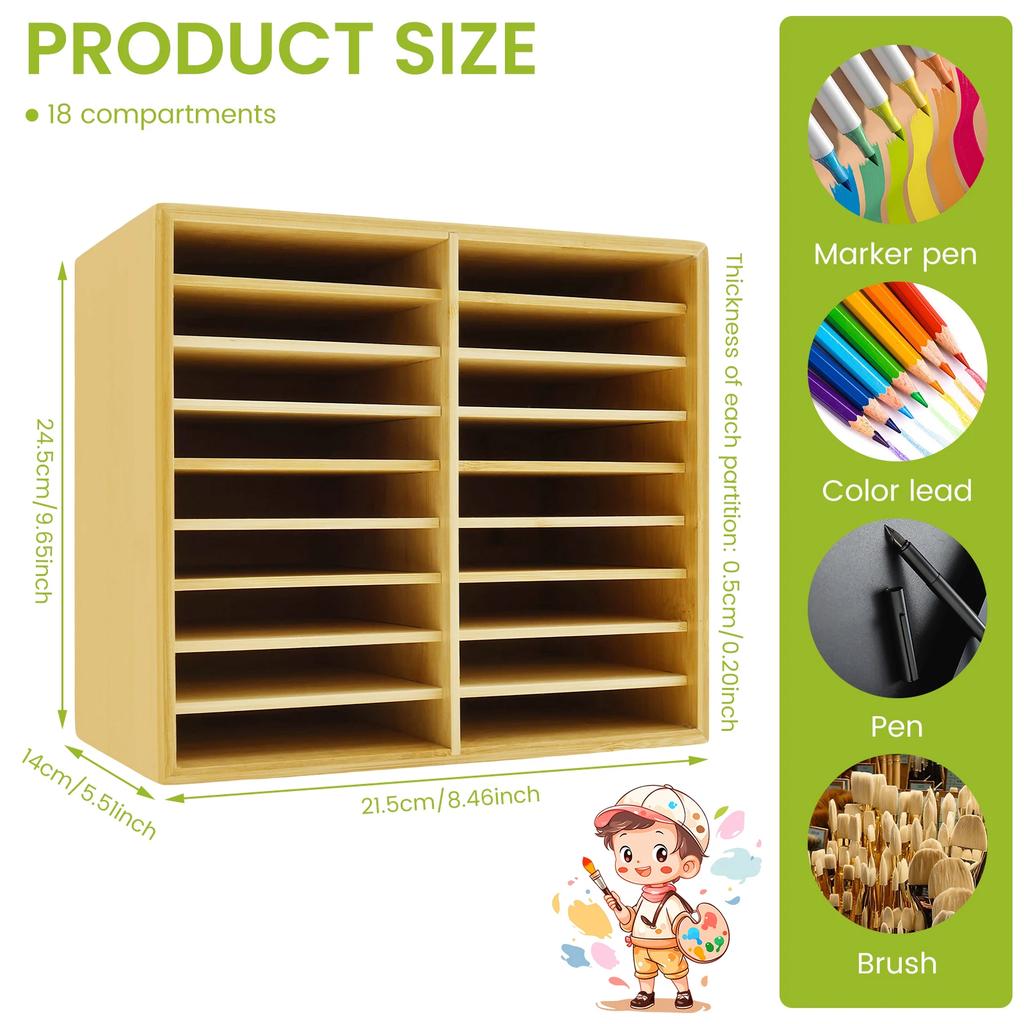 Bamboo Marker Organizer Holds 133 Markers Pens Desktop Storage Pencil Holder Watercolour Brushes Stationary Organizer