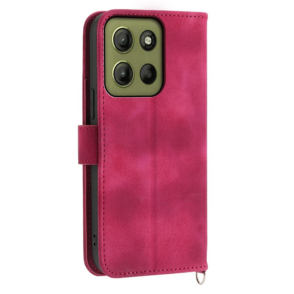 For Motorola Moto G15 4G Case Flower Pattern PU Leather Wallet Phone Cover with Strap