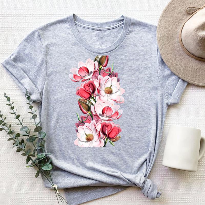 Одежда с акварельным цветком, повседневная футболка с коротким рукавом в стиле 90-х, милый стиль, женская футболка с принтом, модная футболка
