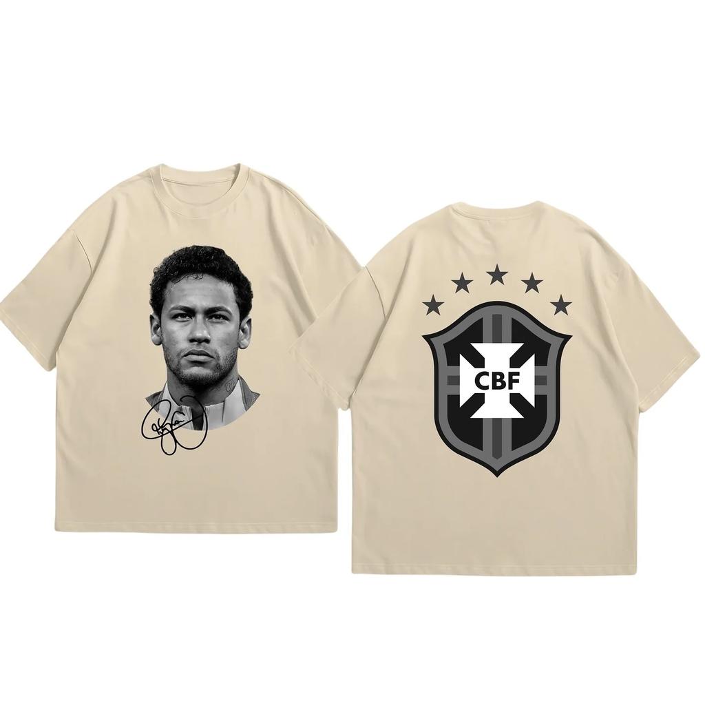 Neymar American Football Star Print Cotton Short-sleeved T-shirt Men Women Clothing Athleisure Print Fashion Oversize Casual Tee