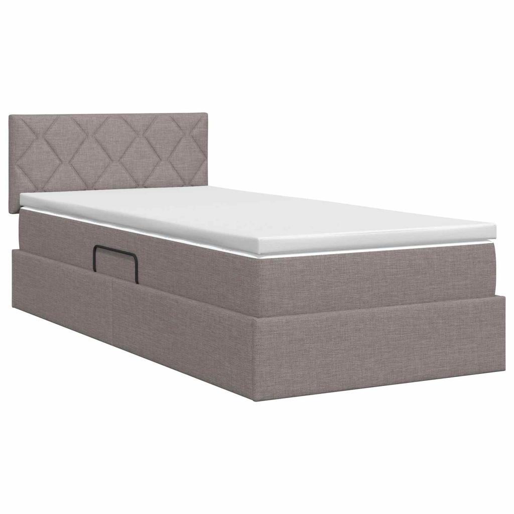 Storage Bed with Mattress Taupe 90 x 200 cm Velvet