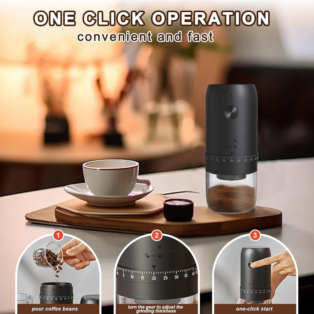 Multifunctional Powder Grinder Rechargeable Small Coffee Beans Mill Grinding Machine Portable Electric Burr Coffee Grinder