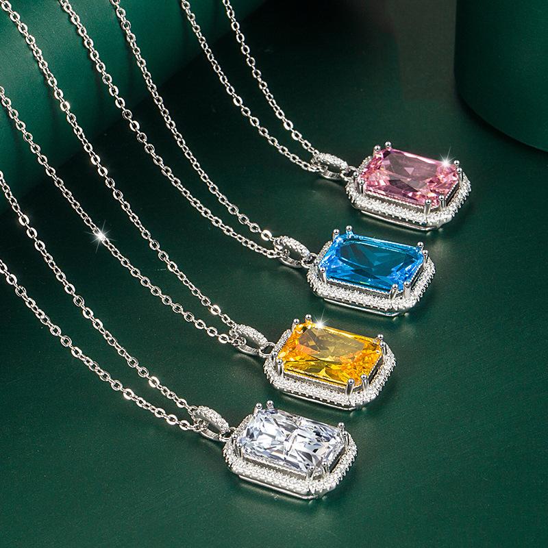 BELLA BOX Square Pendant Necklace Multiple Colour Fashion Wedding Engagement Jewelry