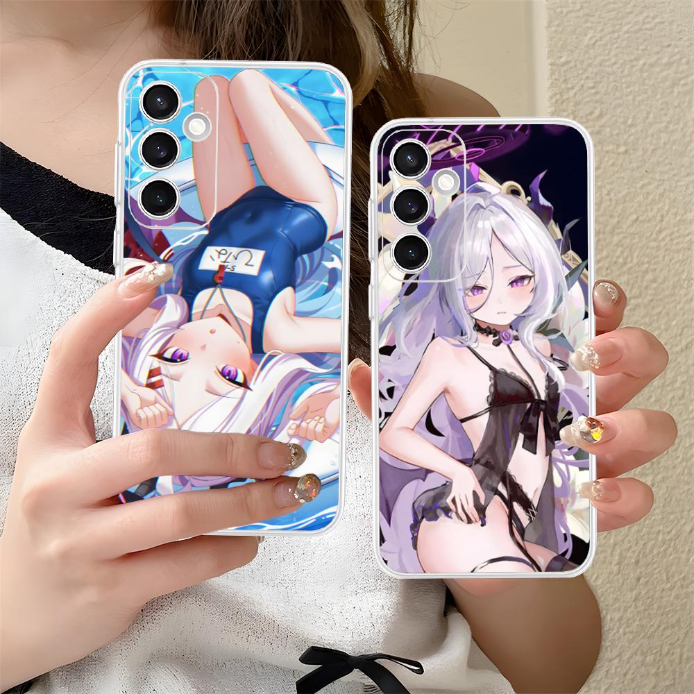 Blue Archive Hina Mobile Phone Case for Samsung Galaxy S25 S24 S23 S22 S21Plus FE Ultra Clear Colour Protective Cover Smartphone