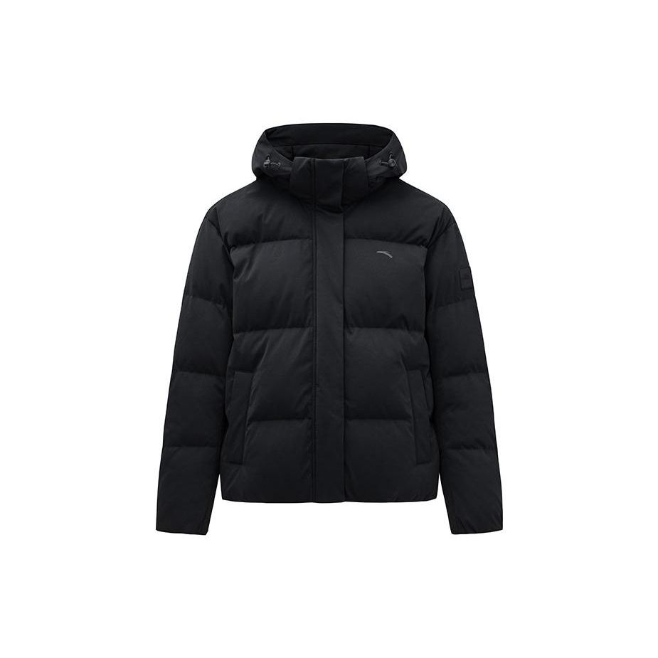 Anta Solid Color Hooded Long Sleeve Fleece Jacket Women Jackets Black 962347901-4