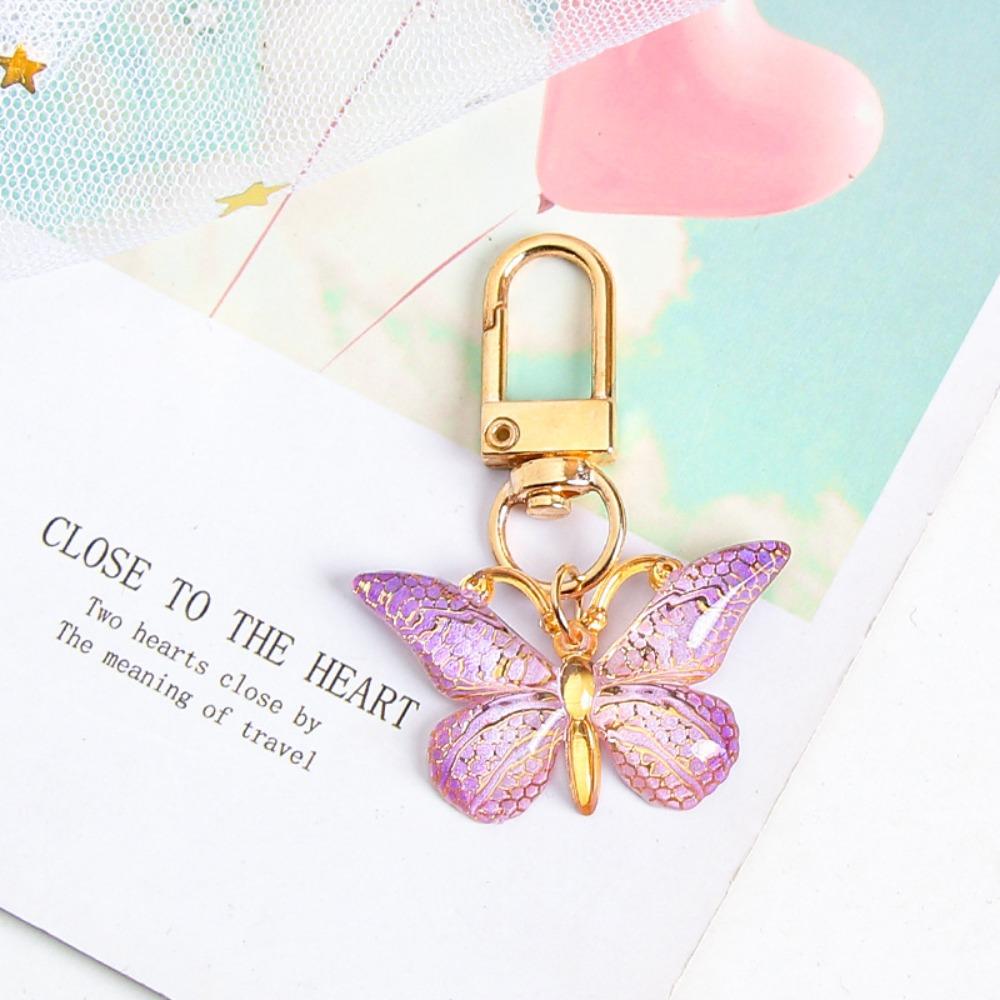 Fashion Exquisite Butterfly Keychain Crystal Butterfly Lobster Button Key Holder Accessories Handbag Pendant Party Decoration