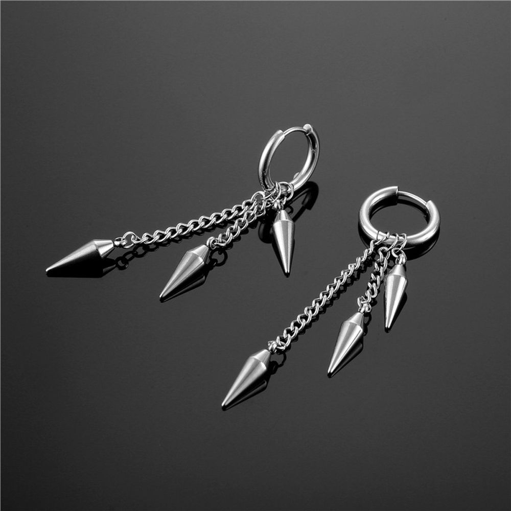 For Men Titanium Steel Tassel Punk Cross Korean Hoop Earrings Women Earrings Drop Dangle Earrings