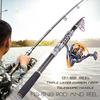 1.8- 3.3m Carbon Telescopic Fishing Pole and 13+1BB Metal Spinning Reel Combo Fishing Rod Reel Set