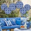 Pack of 6 Traditional Blue White Porcelain Paper Lanterns for Indoor Outdoor Use Handmade Hangings Party Ornament