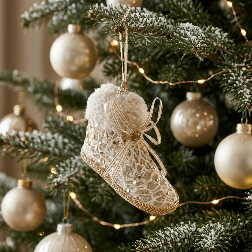 Champagne Christmas Hanging Decoration Glitter Christmas Tree Hanging Pendants Christmas Tree