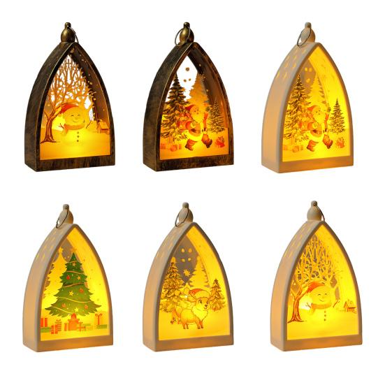 Винтажное Рождественское Украшение Дом Форма Санта Клаус Олень Снеговик Статуэтка Ночник Светящееся Украшение