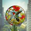 Retro Stained Hummingbird Butterfly Flower Film Window Glass Electrostatic Stickers Colorful