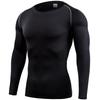 Muxuryee Compression Long Sleeve Sports Size 323 Large Men's Shirt, Undershirt, Sweat-Wicking, Quick-Drying, Black,