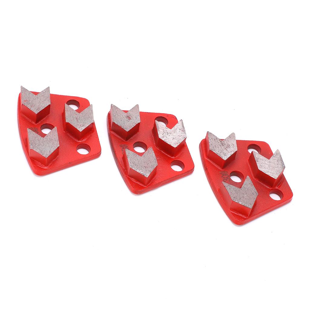 3Pcs Diamond Grinding Shoes Trapezoid Concrete Aggreesive Cutting 3 Arrow Teeth Red 30#