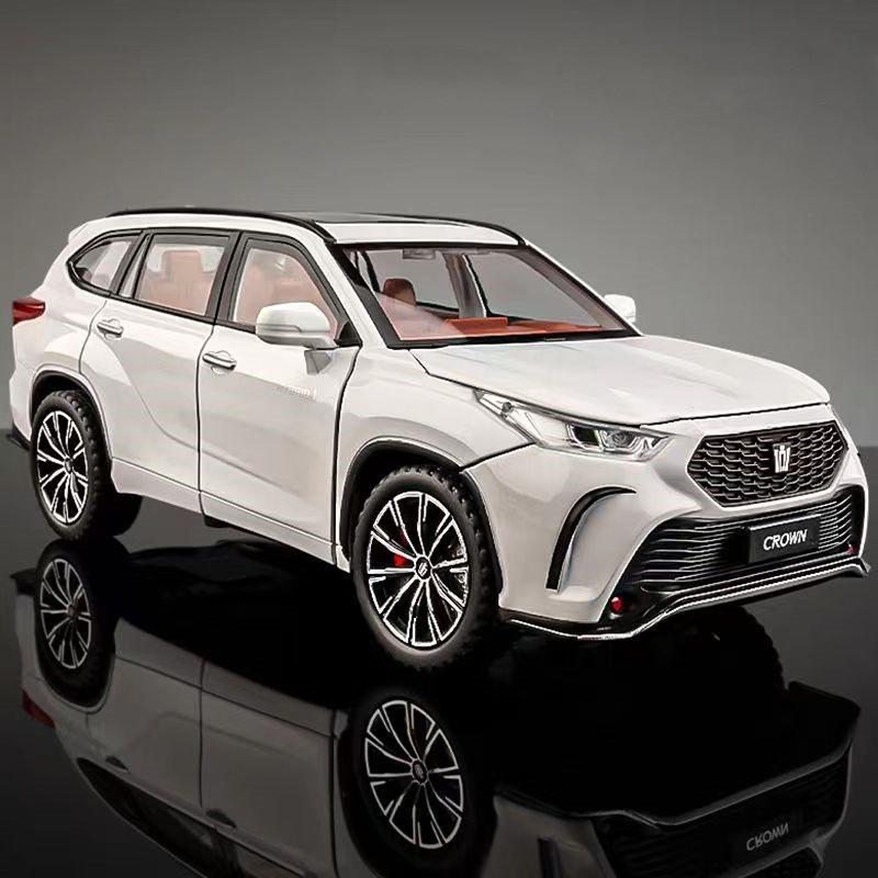 1/24 Toyota Crown KLUGER SUV Модель автомобиля из литого металла Игрушечные внедорожники Высокая имитация Звук и свет Коллекционные предметы Подарок детям