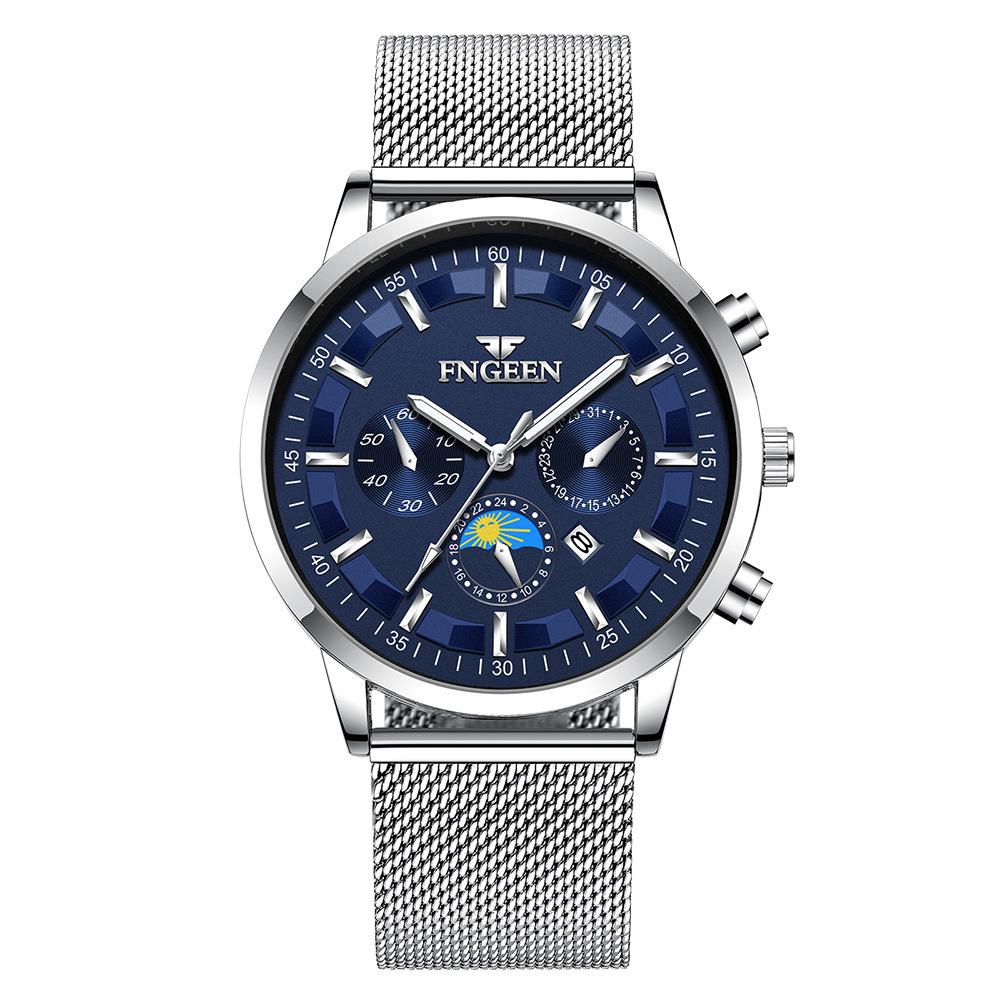 Новые мужские часы, деловые повседневные кварцевые часы, водонепроницаемые светящиеся сетчатые ремешки из нержавеющей стали, модные брендовые часы
