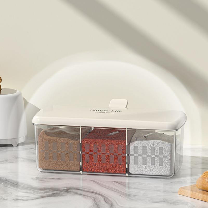 Наборы кухонных ящиков для хранения Приправы Сахар Перец Бутылочки Солонки Держатель Бытовой Прозрачный Портативный Пылезащитный Органайзер