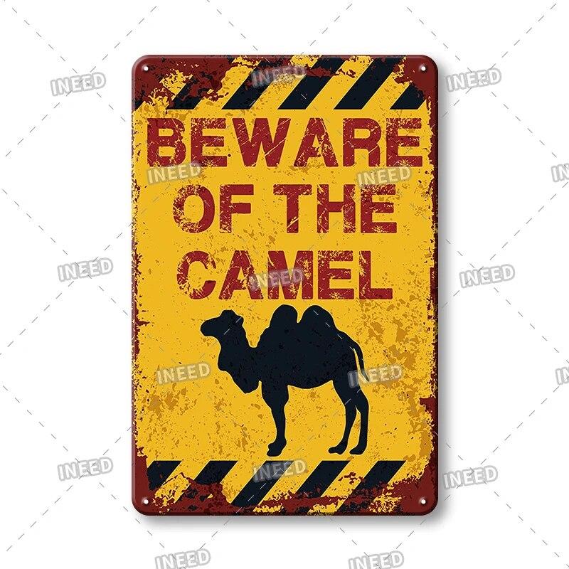 BEWARE OF Dog Cat Chicken Retro Plaque Metal Tin Signs Garden Yard Home Decoration Caution Kraken Plate Animal Warning Sign