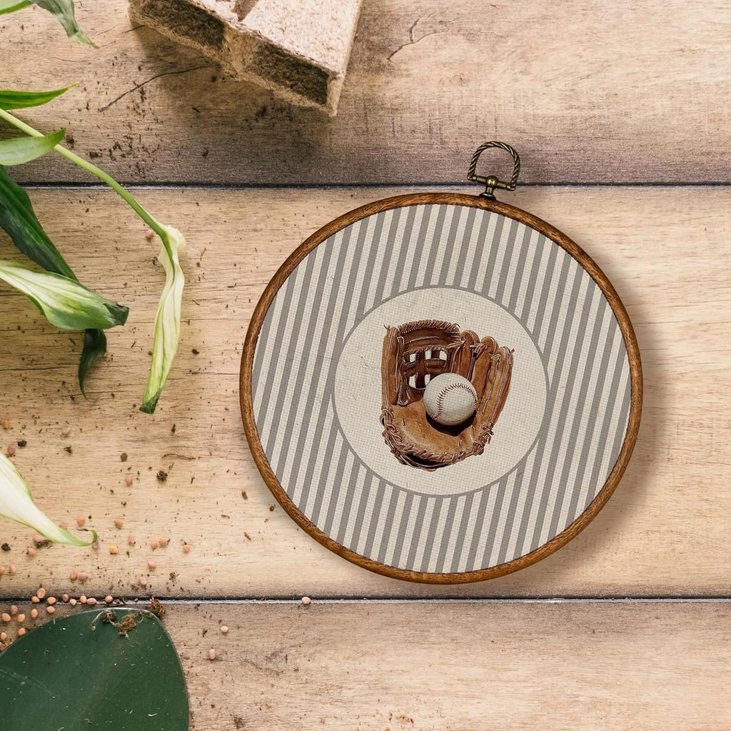 KSDUT Vintage Baseball Wall Art Decor - Retro Sports Trendy Wall Art Canvas Frame Hanging Prints, Nursery Sports Gallery Round Wall Art Decor for