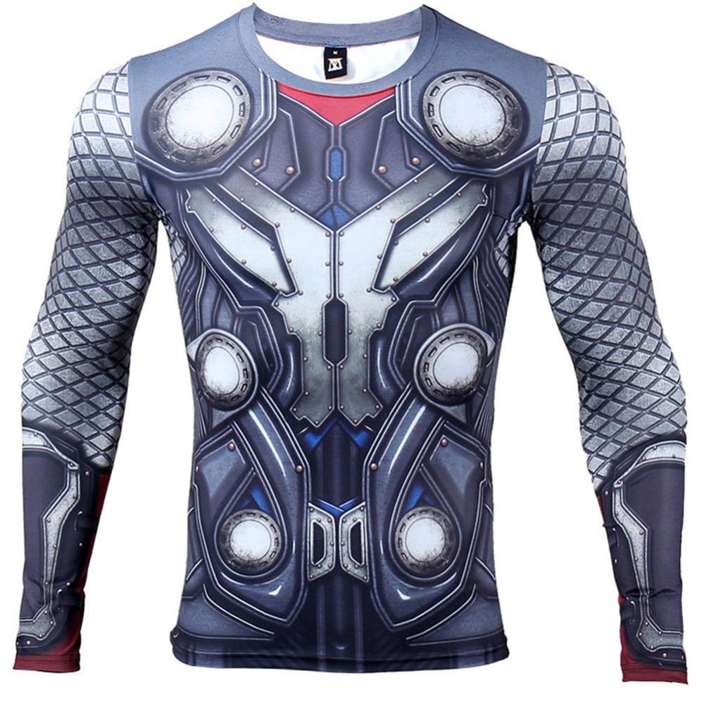 2024 Удобные 3D-печатные футболки THOR Мужская компрессионная рубашка Герой Косплей Лонгсливы Спортивная одежда для фитнеса и бодибилдинга