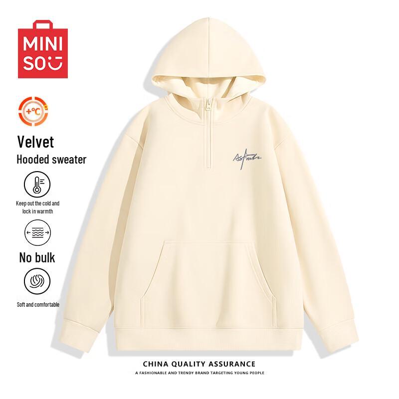 MINISO Men's Hooded Half-Zip Fleece Sweatshirt
