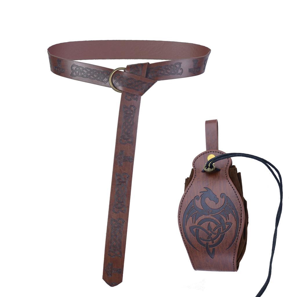 Medieval Knight Pu Belt Viking Vintage Bag Bag Halloween Cosplay Costume Dress Up Props