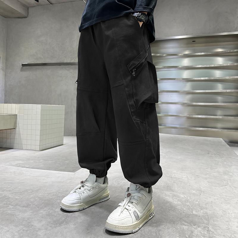 Boys' Cargo Pants - Spring/Autumn 2024, Stylish Casual Cotton for Kids, Middle & Big Children.