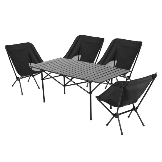 Camping Table Chair Set, Folding Portable Outdoor Table Chair, Fishing BBQ Hiking Folding Stool Table Set with Large Storage Organizer and Carrying