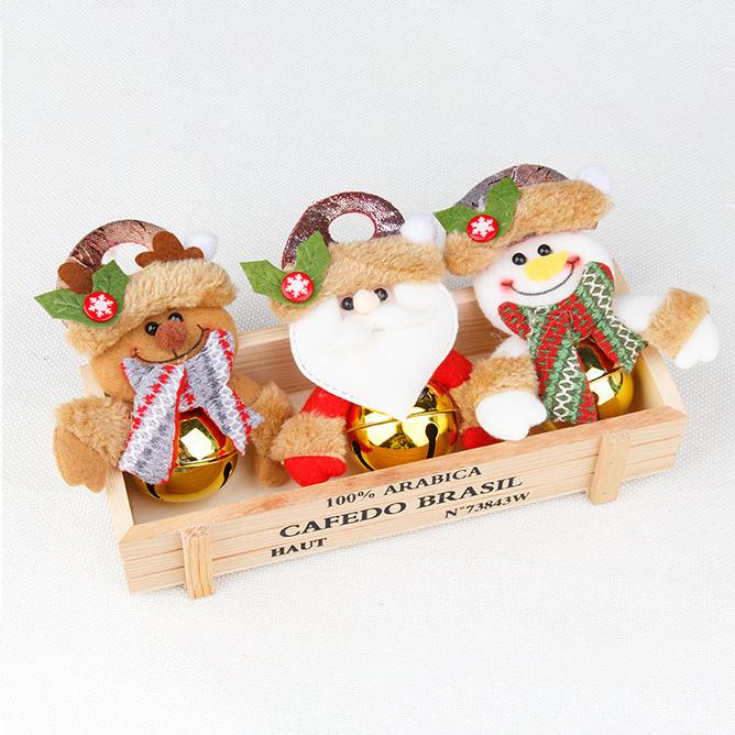 Рождественский колокольчик, рождественская кукла, мультяшный металлический круглый колокольчик, украшение для рождественской елки