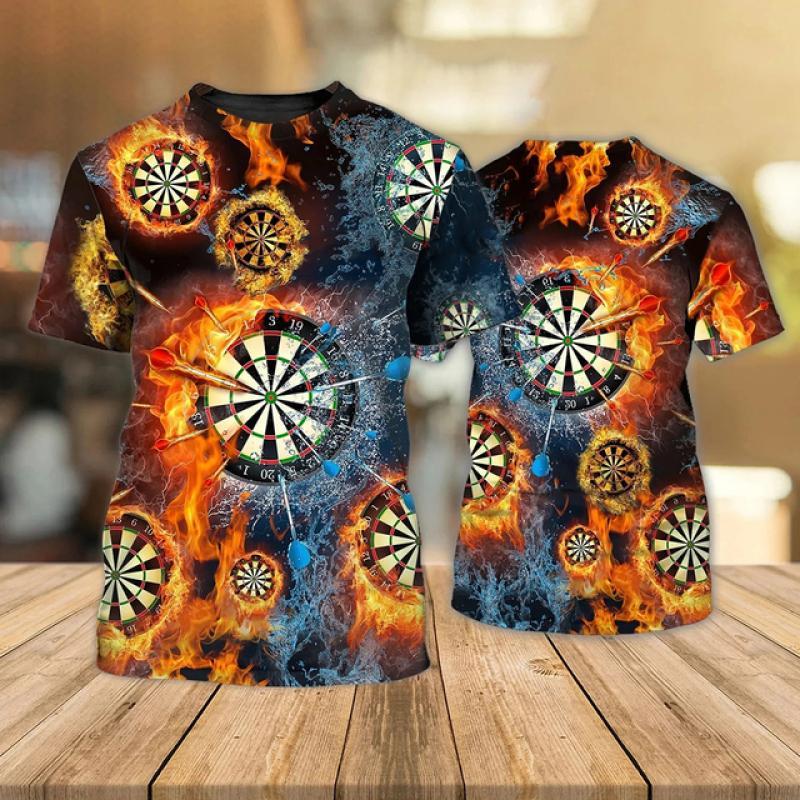 Disc Darts Sports T-shirt Men's Clothing Round Neck Short Sleeves T Shirts 3D Printed Cool Graphics Outdoor Casual Fashion Tees