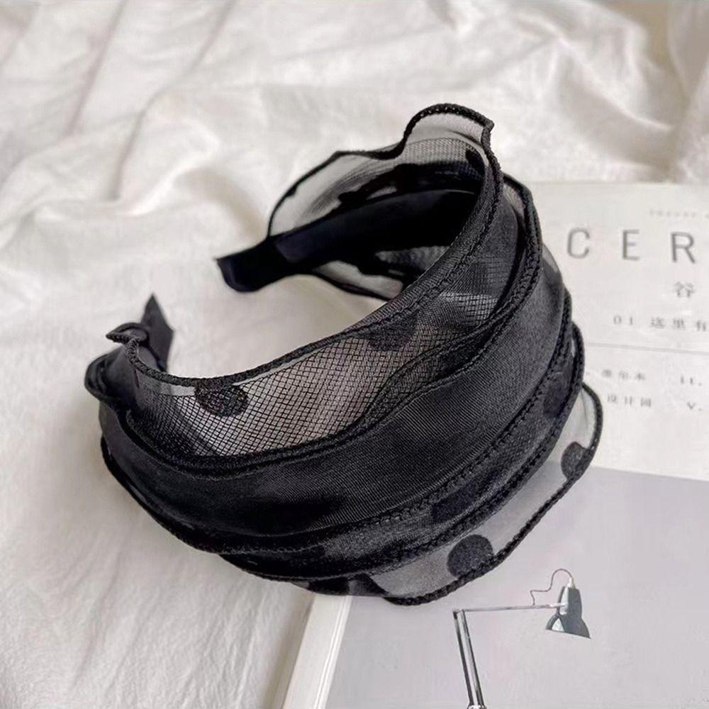 Wide Brimmed Non Slip Mother Hair Hoop Women Headband Korean Headwear Mesh Hairbands Wide Hair Band