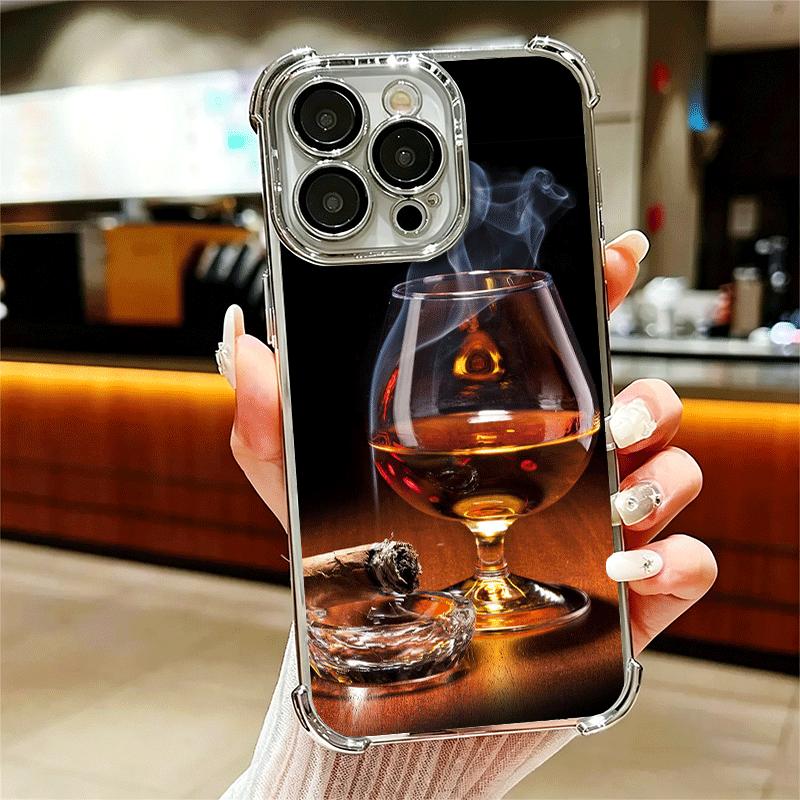 Чехол для телефона с покрытием 'Сигара Виски Ледяной Напиток' для Iphone 16 17 Pro Max Air 16E 14 15 Plus 12 13 Mini Противоударная крышка с Airbag