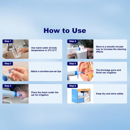 Электрический прибор для удаления ушной серы, 4-режимный набор для чистки ушей со светодиодной подсветкой, многоразовый ирригатор для ушей для безопасного и эффективного домашнего использования