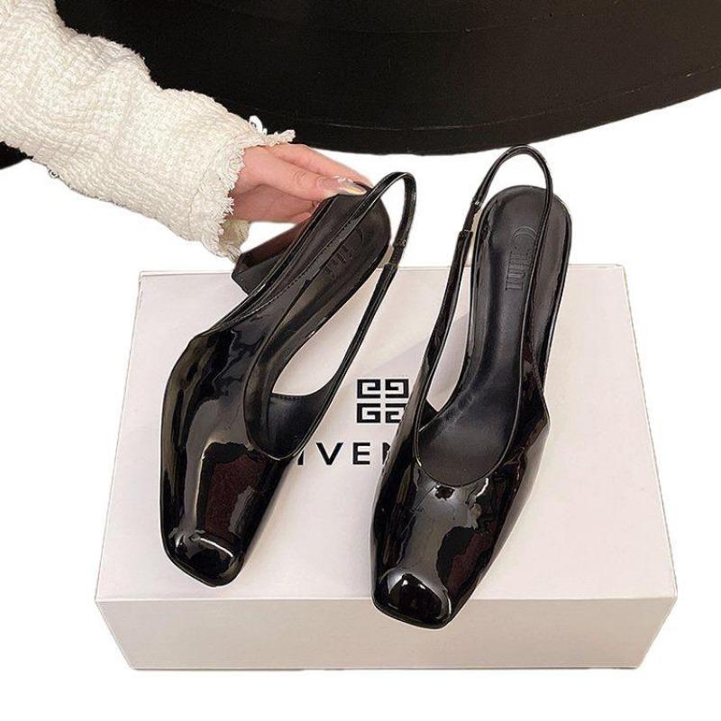 Модные женские босоножки на высоком каблуке, с квадратным носком, закрытым носком, на каблуке-рюмочке, женское платье, новинка лета, квадратный каблук, с открытой пяткой, женские сандалии