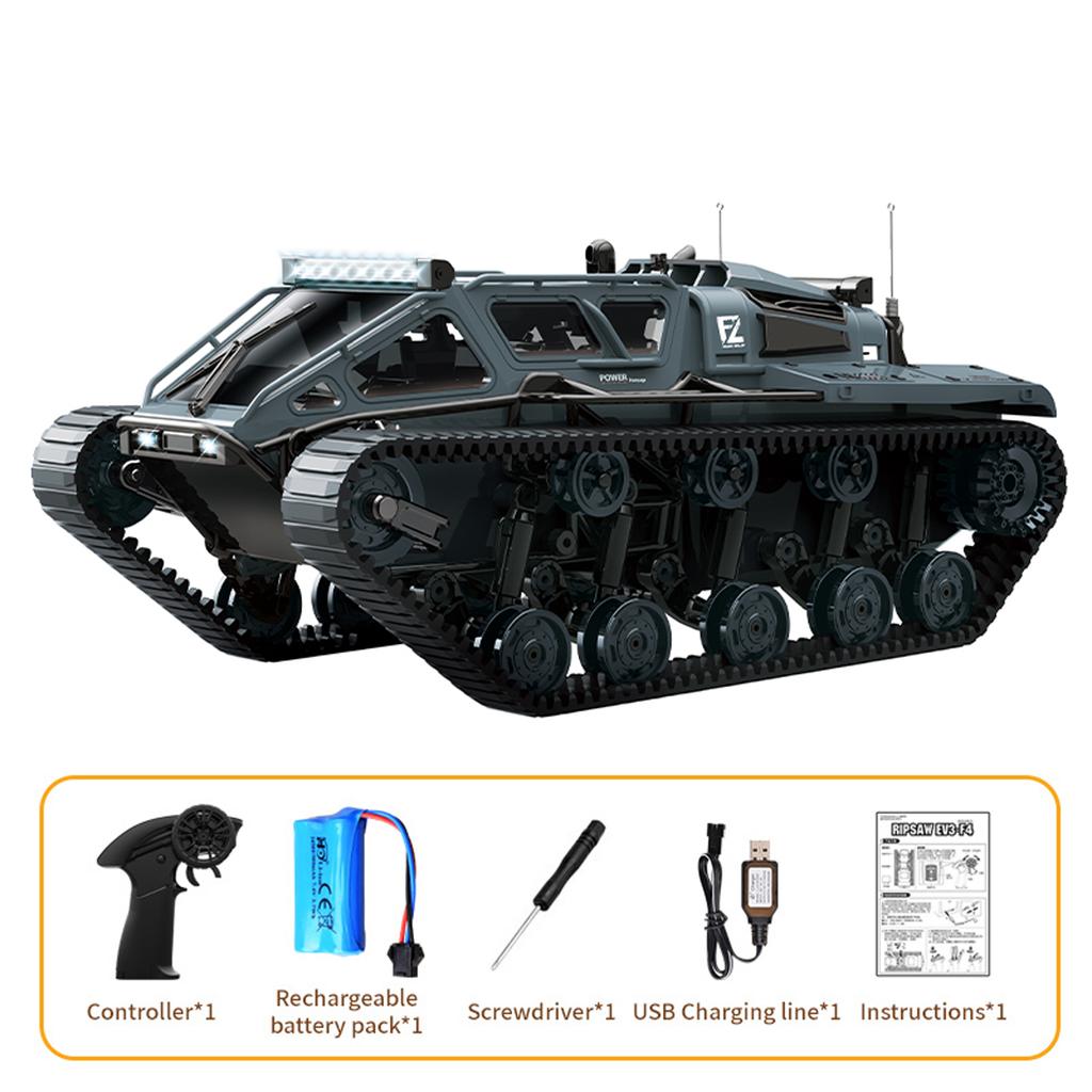 Remote Control Tank, 2.4GHz All Terrain 360 Degrees Rotating Stunt Toy Vehicle with LED Lights, Off Road Tracked Car