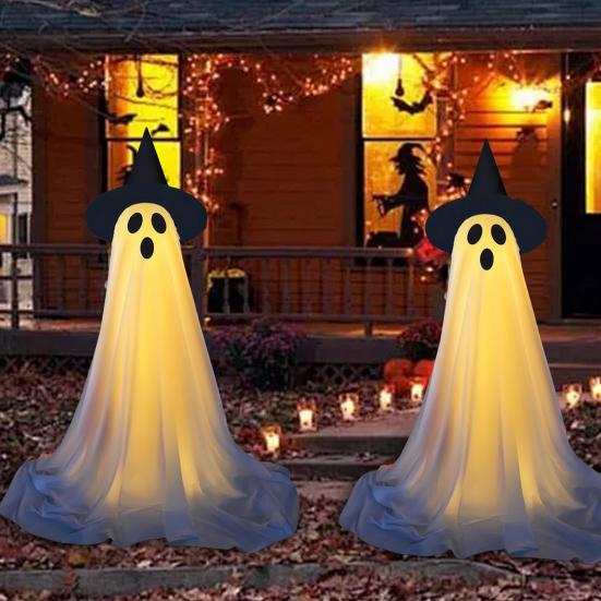 1/2 шт. Украшения для привидения на Хэллоуин, жуткое стоящее привидение со светодиодными огнями, призрачная атмосфера