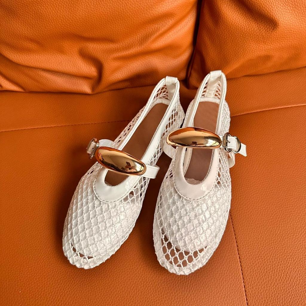 Женские элегантные балетки - От формальных до повседневных, с амортизирующими стельками и нескользящей резиновой подошвой - Черные металлические люверсы Туфли на плоской подошве