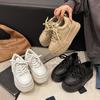 Женские кроссовки весна-осень на платформе белые туфли с круглым носком трендовые на шнуровке модные повседневные спортивные туфли повышающие рост теннисные туфли