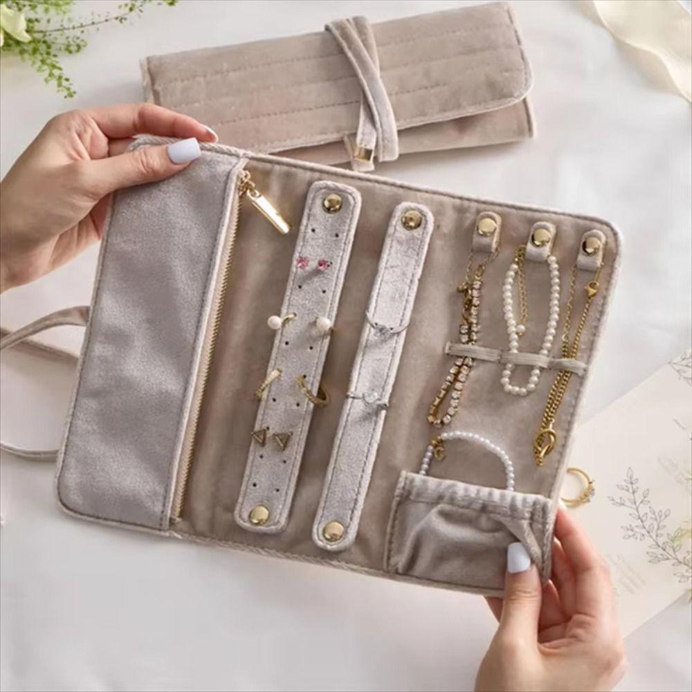 Lace Up Jewelry Storage Bag Bracelet Necklace Velvet Jewelry Holder Outdoors