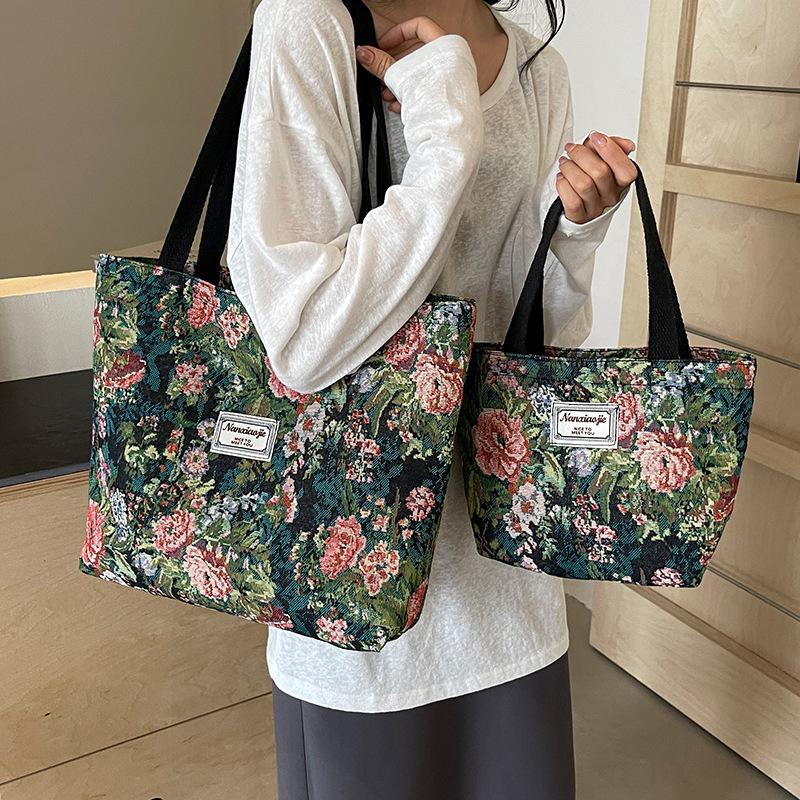 Large Capacity Bag Women Canvas Bag Women Ins Fashionable One Shoulder Tote Bag Female Students Versatile Handbag