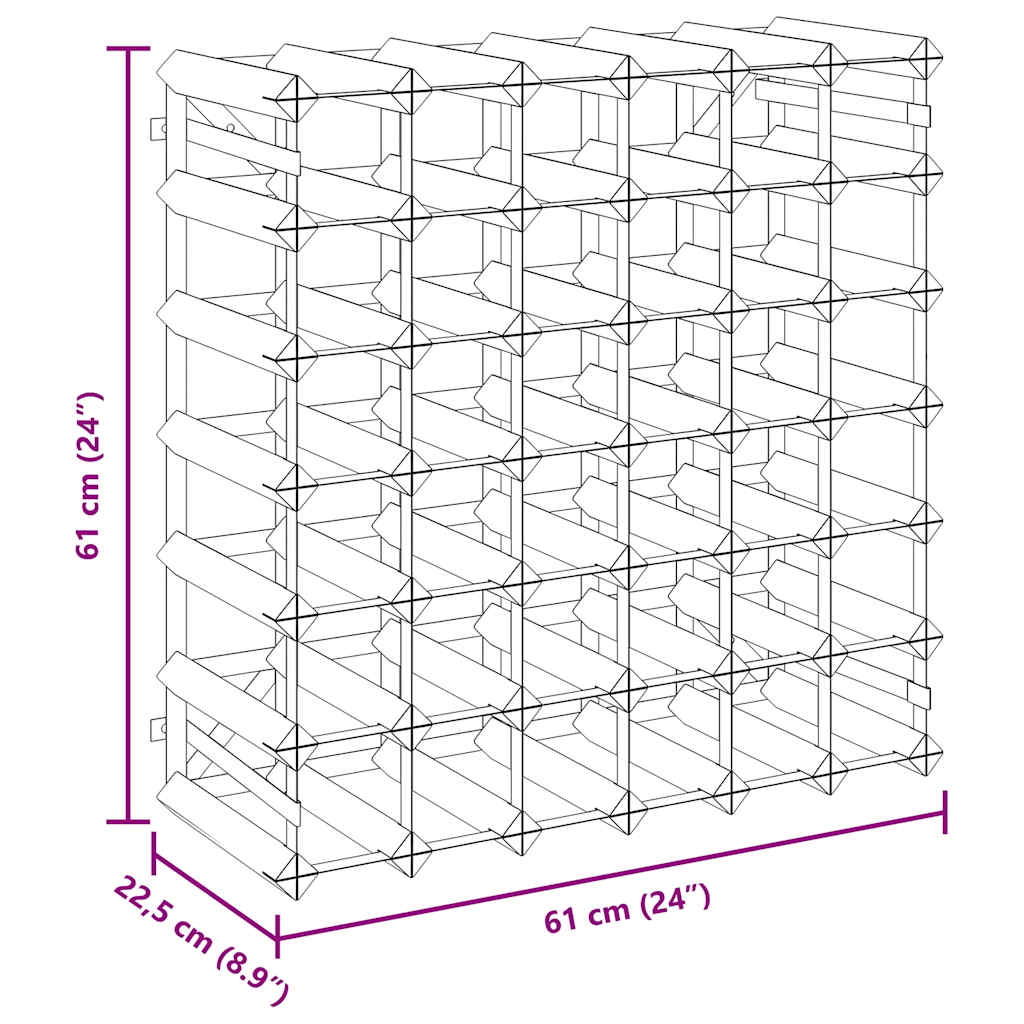 42 Bottle Wine Rack Black Solid Pine Wood