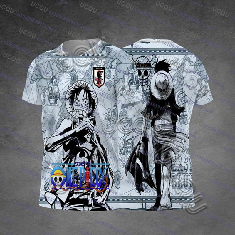 2026 Специальное издание One Piece Футболка-майка Футбольная форма Луффи Гир 5 Аниме Мужская/Женская Спортивная одежда Дышащая Летняя Оверсайз Футболка