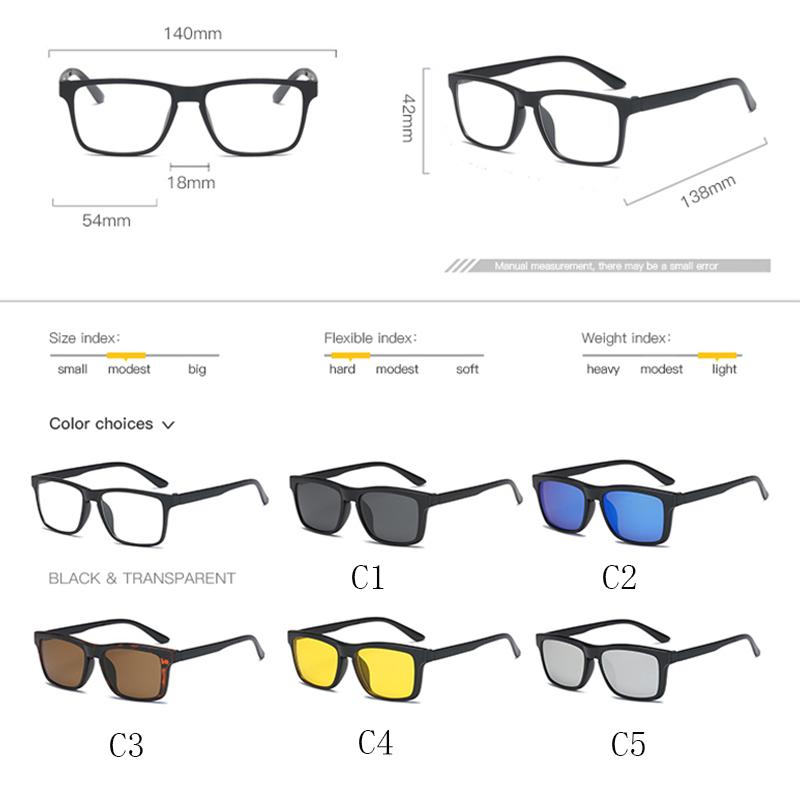 Polarized Optical Magnetic Sunglasses Clip Magnet Clip on Sunglasses Clip on Myopia Sun Glasses Frame 1+1 Combination Clip on Magnetic Sunglasses