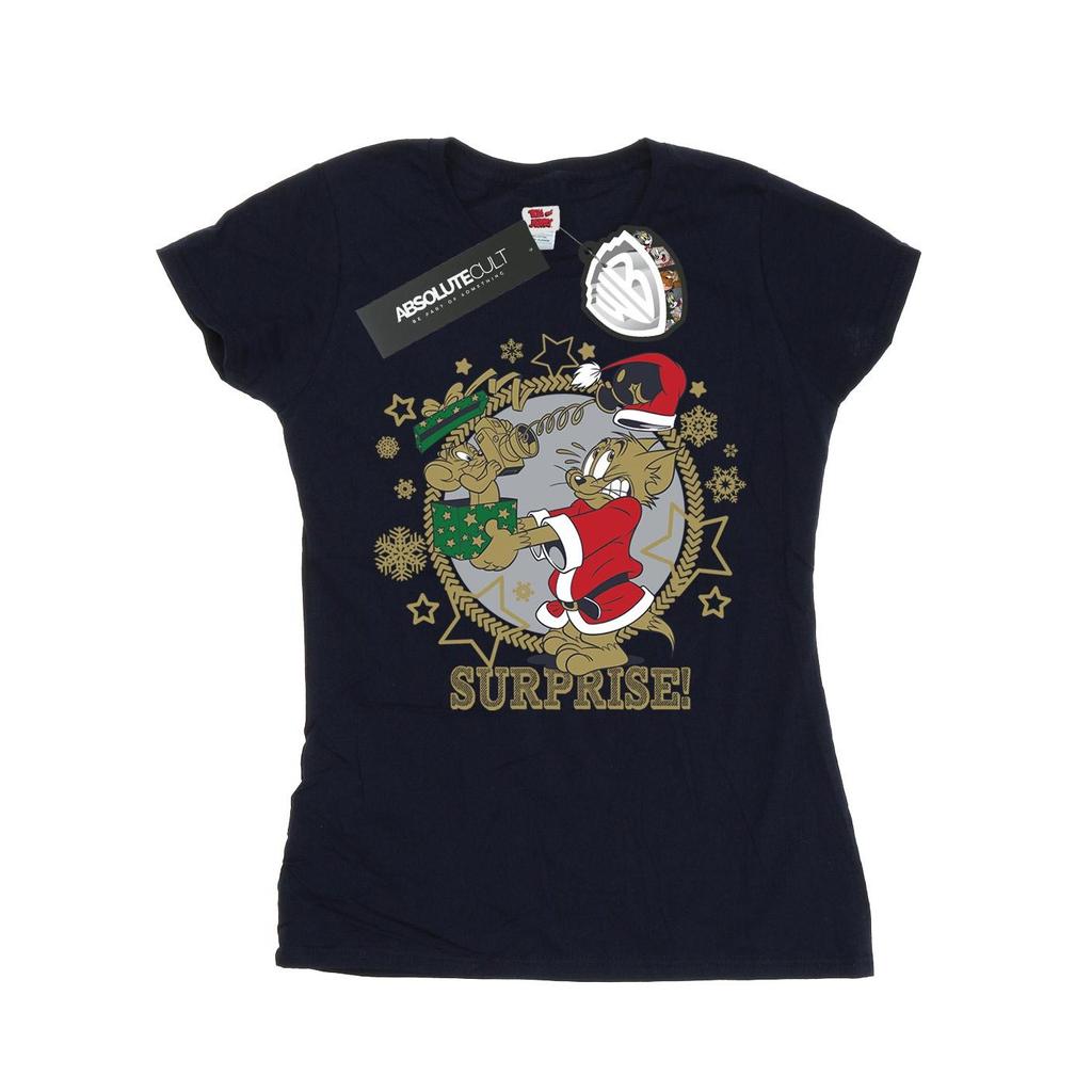 Tom And Jerry Womens/Ladies Christmas Surprise Cotton T-Shirt