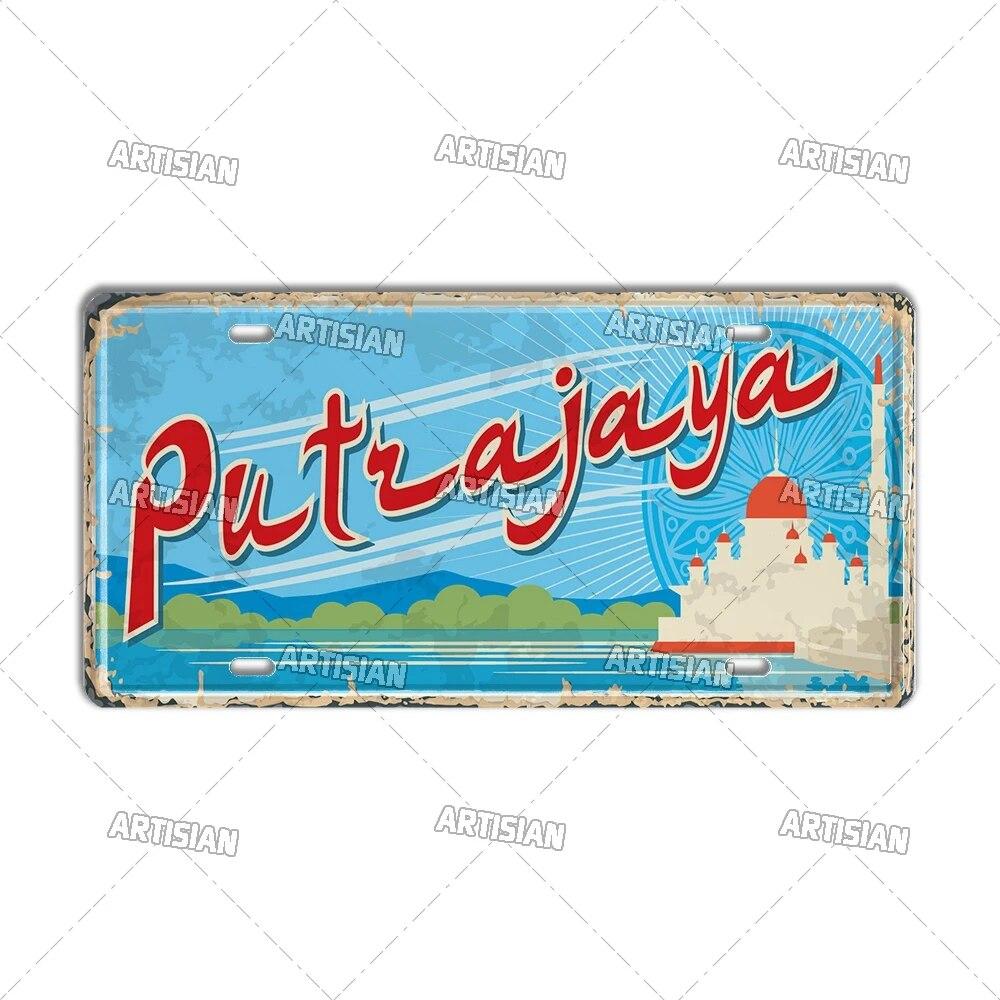 Artisian PHILIPPINES Malaysian License Plate City Metal Sign Landmark Decorative Vehicle Plate Wall Decor Garage Bar Pub Club