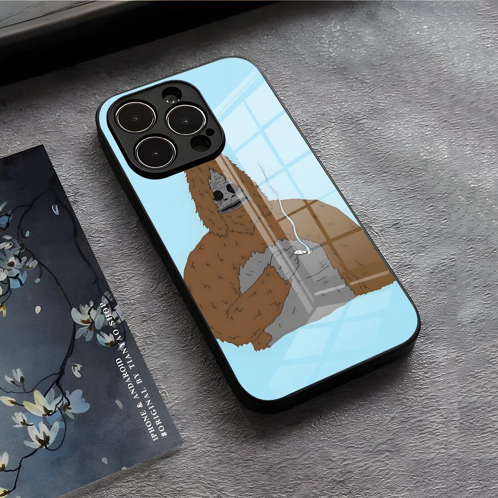 S-Sassy The Sasquatch Phone Case For IPhone 17 Air 16 E Pro Max 15 14 13 Mini 12 Pro 11 Max Plus Black Glass Cover