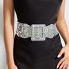 Shiny Elastic Cummerbunds Metal Square Buckle Waist Corset Belts Personality Wide Belt  Ladies