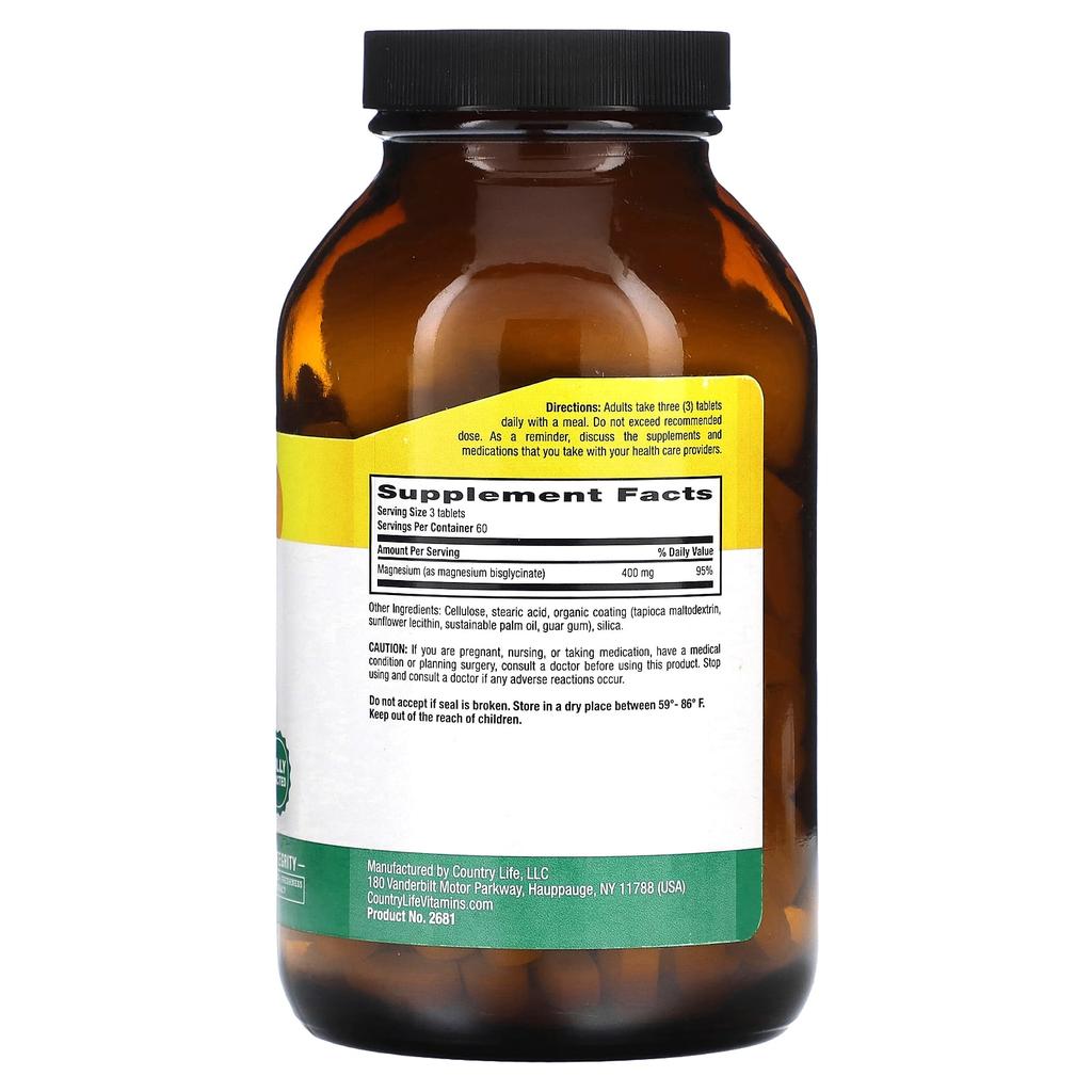 Chelated Magnesium Glycinate, 180 Tablets (133Mg Per Tablet)